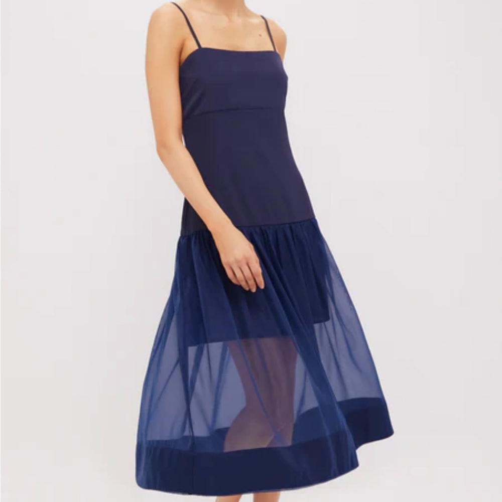 LARGE- EUC- Sheer Skirt Midi Dress - Navy - Tuckernuck - Hyacinth House - Picture 3 of 4